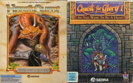 The Hero's Quest and Quest for Glory covers.